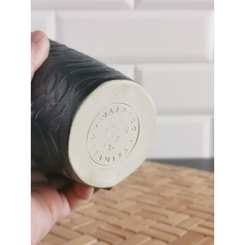 Kubek ceramiczny 380 ml czarny w paprotkę SM